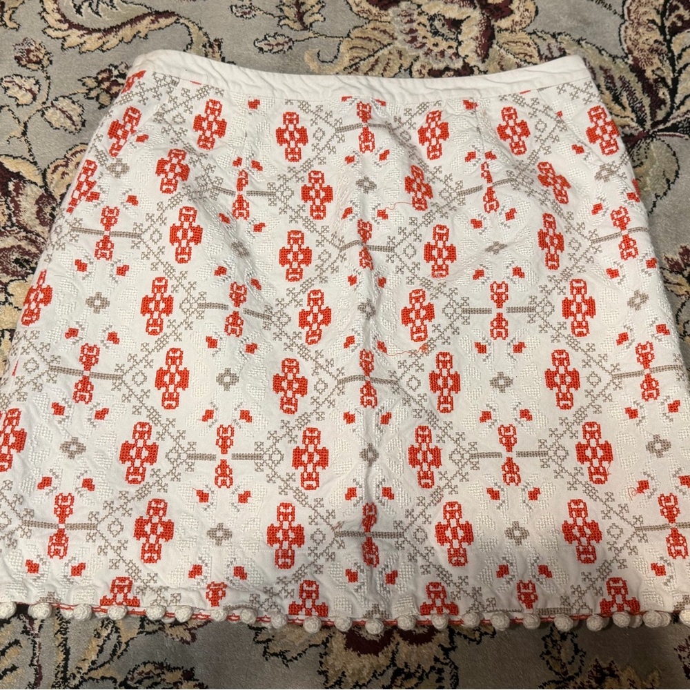 Maeve White and Red Patterned Women's Skirt